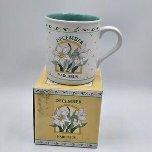 Vintage Papel Mug December Flower Mug Of The Month Narcissus